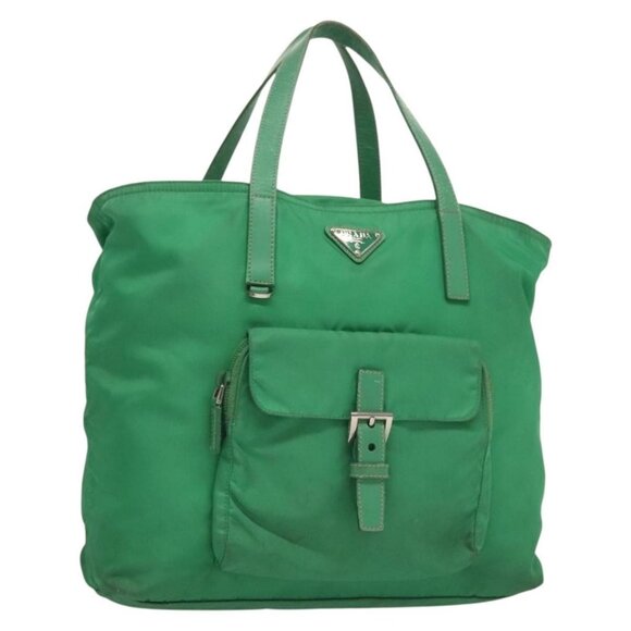 PRADA Hand Bag Nylon Green Silver Auth 137525 - Picture 1 of 16